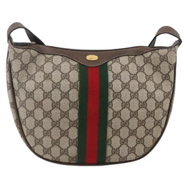 GUCCI GG Supreme Web Sherry Line Shoulder Bag PVC Beige 10 01 3840 Auth 153954 - 0