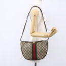 GUCCI GG Supreme Web Sherry Line Shoulder Bag PVC Beige 10 01 3840 Auth 153954-22