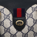 GUCCI GG Supreme Sherry Line Boston Bag PVC Navy Gold Red 116 02 006 Auth 153955-14