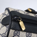 GUCCI GG Supreme Sherry Line Boston Bag PVC Navy Gold Red 116 02 006 Auth 153955-15