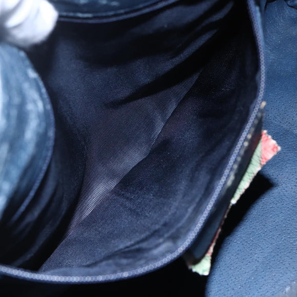 GUCCI GG Supreme Sherry Line Boston Bag PVC Navy Gold Red 116 02 006 Auth 153955