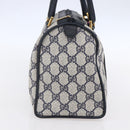 GUCCI GG Supreme Sherry Line Boston Bag PVC Navy Gold Red 116 02 006 Auth 153955-4