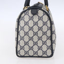 GUCCI GG Supreme Sherry Line Boston Bag PVC Navy Gold Red 116 02 006 Auth 153955-5