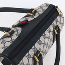 GUCCI GG Supreme Sherry Line Boston Bag PVC Navy Gold Red 116 02 006 Auth 153955-6