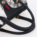 GUCCI GG Supreme Sherry Line Boston Bag PVC Navy Gold Red 116 02 006 Auth 153955-7