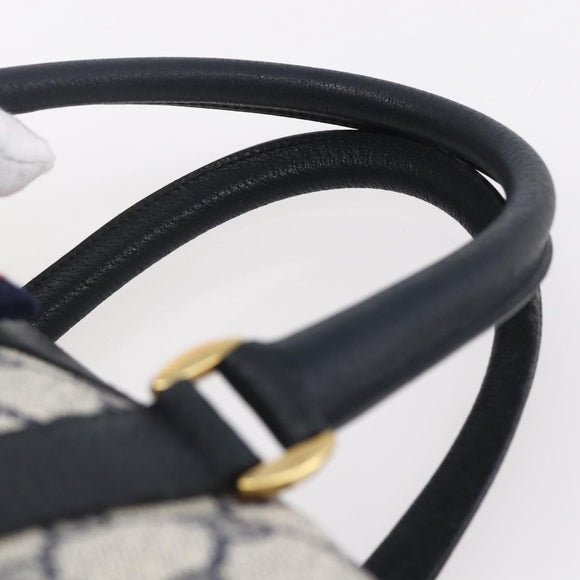 GUCCI GG Supreme Sherry Line Boston Bag PVC Navy Gold Red 116 02 006 Auth 153955