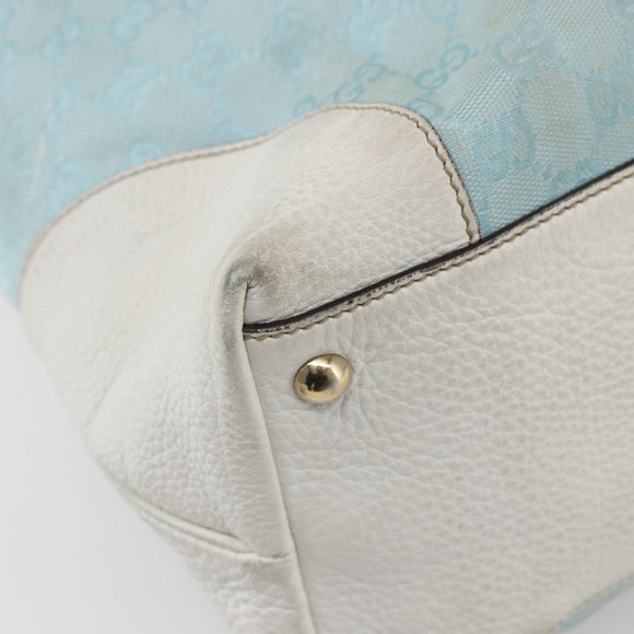 GUCCI GG Canvas Tote Bag Outlet Light Blue 263345 Auth 153956