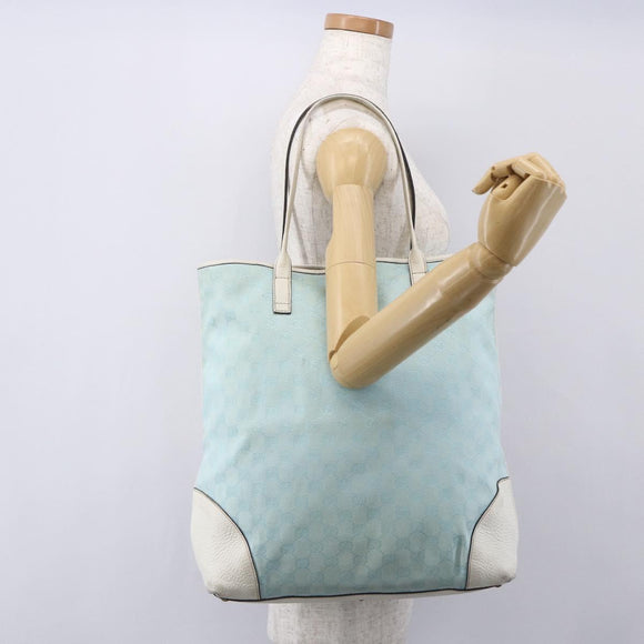 GUCCI GG Canvas Tote Bag Outlet Light Blue 263345 Auth 153956