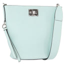 Salvatore Ferragamo Gancini Shoulder Bag Leather Light Blue Silver Auth 153957-1