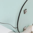 Salvatore Ferragamo Gancini Shoulder Bag Leather Light Blue Silver Auth 153957-9