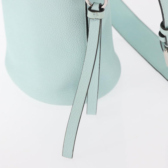 Salvatore Ferragamo Gancini Shoulder Bag Leather Light Blue Silver Auth 153957