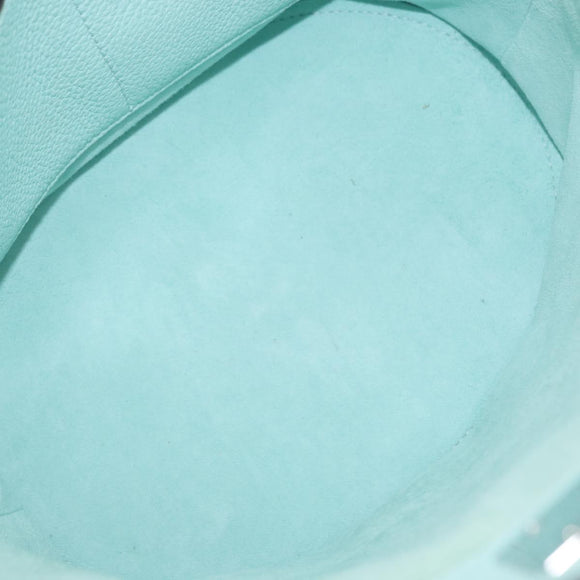 Salvatore Ferragamo Gancini Shoulder Bag Leather Light Blue Silver Auth 153957