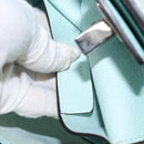 Salvatore Ferragamo Gancini Shoulder Bag Leather Light Blue Silver Auth 153957-11