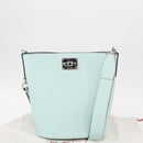 Salvatore Ferragamo Gancini Shoulder Bag Leather Light Blue Silver Auth 153957-12