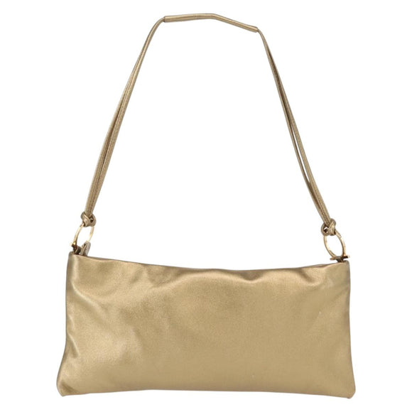 Salvatore Ferragamo Gancini Shoulder Bag Leather Black Gold Auth 153958