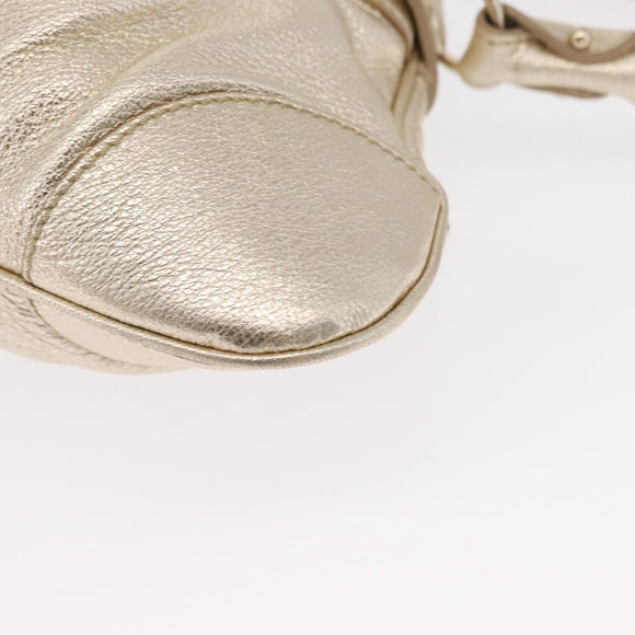 Salvatore Ferragamo Gancini Shoulder Bag Leather Gold Auth 153960