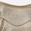 Salvatore Ferragamo Gancini Shoulder Bag Leather Gold Auth 153960-14
