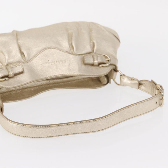 Salvatore Ferragamo Gancini Shoulder Bag Leather Gold Auth 153960