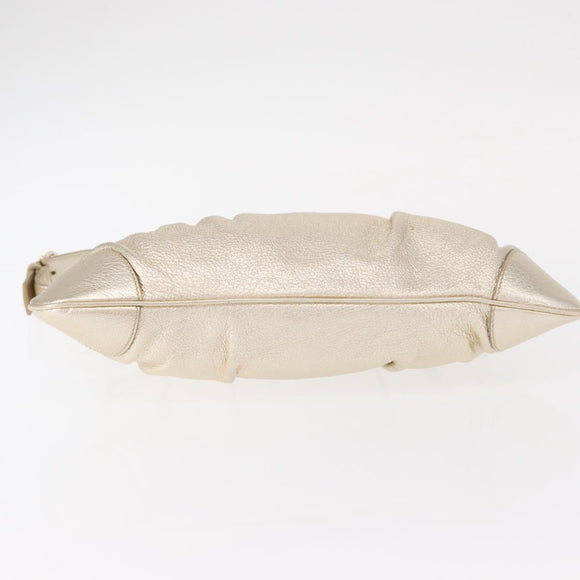 Salvatore Ferragamo Gancini Shoulder Bag Leather Gold Auth 153960