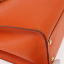 Salvatore Ferragamo Gancini Hand Bag Leather Orange Gold Auth 153961V-10