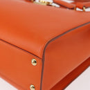 Salvatore Ferragamo Gancini Hand Bag Leather Orange Gold Auth 153961V-11