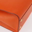 Salvatore Ferragamo Gancini Hand Bag Leather Orange Gold Auth 153961V-12