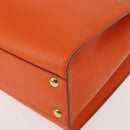 Salvatore Ferragamo Gancini Hand Bag Leather Orange Gold Auth 153961V-13