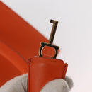 Salvatore Ferragamo Gancini Hand Bag Leather Orange Gold Auth 153961V-16