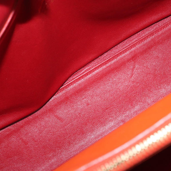 Salvatore Ferragamo Gancini Hand Bag Leather Orange Gold Auth 153961V