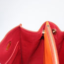 Salvatore Ferragamo Gancini Hand Bag Leather Orange Gold Auth 153961V-19