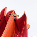 Salvatore Ferragamo Gancini Hand Bag Leather Orange Gold Auth 153961V-20