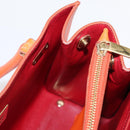 Salvatore Ferragamo Gancini Hand Bag Leather Orange Gold Auth 153961V-22