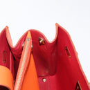 Salvatore Ferragamo Gancini Hand Bag Leather Orange Gold Auth 153961V-23