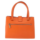 Salvatore Ferragamo Gancini Hand Bag Leather Orange Gold Auth 153961V-3
