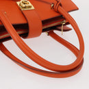 Salvatore Ferragamo Gancini Hand Bag Leather Orange Gold Auth 153961V-7