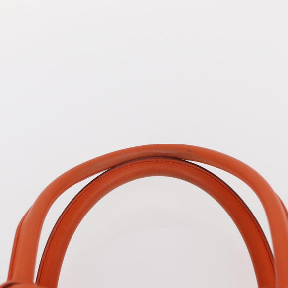 Salvatore Ferragamo Gancini Hand Bag Leather Orange Gold Auth 153961V