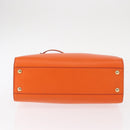 Salvatore Ferragamo Gancini Hand Bag Leather Orange Gold Auth 153961V-9