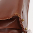 Salvatore Ferragamo Gancini Hand Bag Leather 2way Brown Gold Auth 153962-9