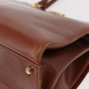 Salvatore Ferragamo Gancini Hand Bag Leather 2way Brown Gold Auth 153962-14