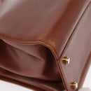 Salvatore Ferragamo Gancini Hand Bag Leather 2way Brown Gold Auth 153962-15