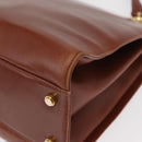 Salvatore Ferragamo Gancini Hand Bag Leather 2way Brown Gold Auth 153962-16