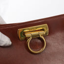 Salvatore Ferragamo Gancini Hand Bag Leather 2way Brown Gold Auth 153962-17