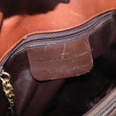 Salvatore Ferragamo Gancini Hand Bag Leather 2way Brown Gold Auth 153962-12