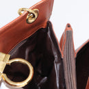 Salvatore Ferragamo Gancini Hand Bag Leather 2way Brown Gold Auth 153962-18