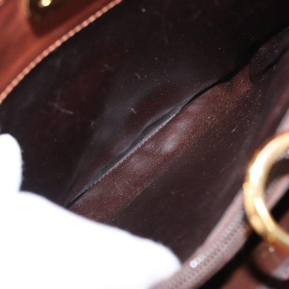 Salvatore Ferragamo Gancini Hand Bag Leather 2way Brown Gold Auth 153962