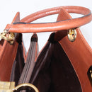 Salvatore Ferragamo Gancini Hand Bag Leather 2way Brown Gold Auth 153962-22