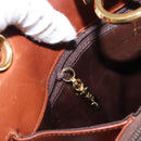 Salvatore Ferragamo Gancini Hand Bag Leather 2way Brown Gold Auth 153962-23