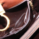 Salvatore Ferragamo Gancini Hand Bag Leather 2way Brown Gold Auth 153962-11