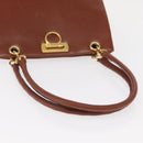 Salvatore Ferragamo Gancini Hand Bag Leather 2way Brown Gold Auth 153962-7