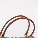Salvatore Ferragamo Gancini Hand Bag Leather 2way Brown Gold Auth 153962-8